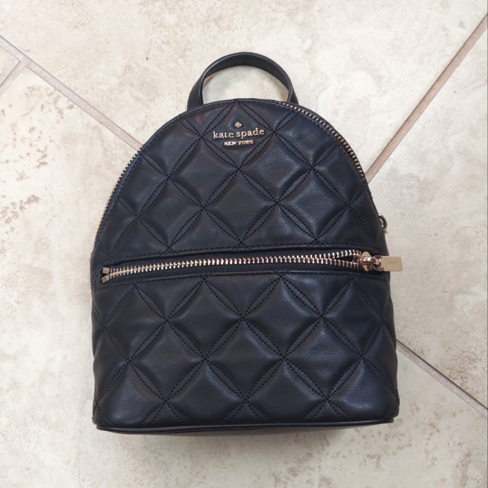 Kate Spade Black Quilted Leather Convertible Mini Backpack (Natalia)